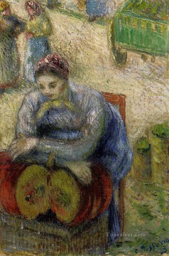  1883 Pintura al %C3%B3leo - comerciante de calabazas 1883 Camille Pissarro